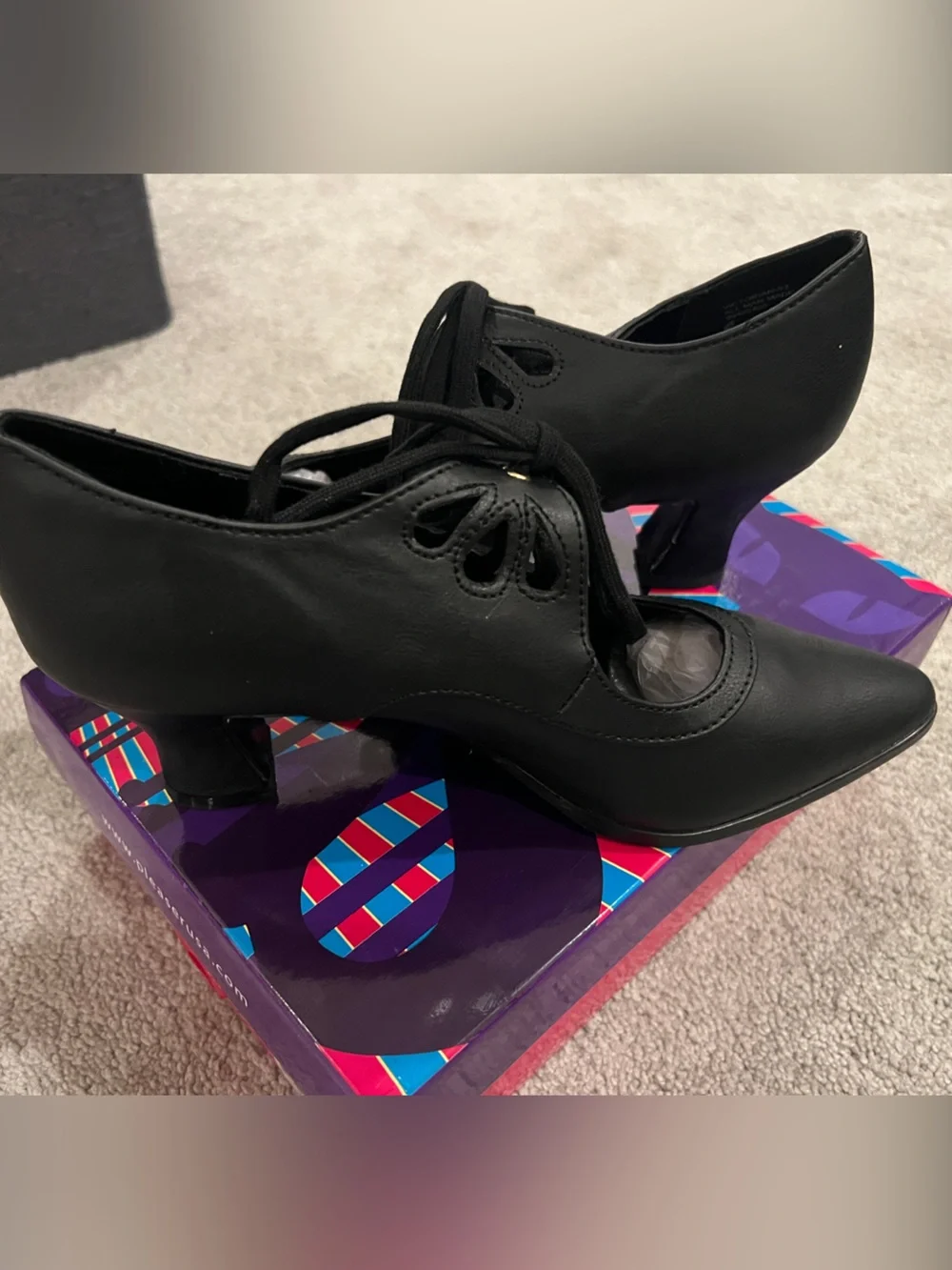Funtasma Black Lace-Up Pointed Toe Heels